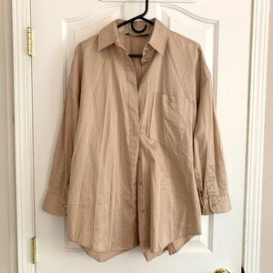 Zara Boxy Button-Up in Tan-Gold